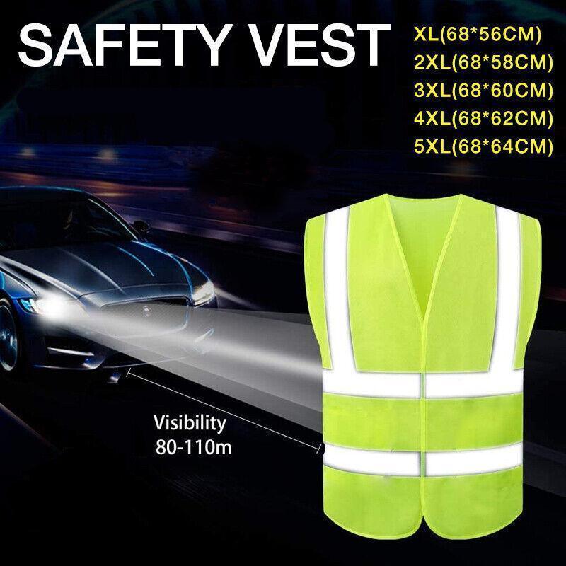 Yellow Reflective High Visibility Vest Workwear for Day and Night Use - 2XL